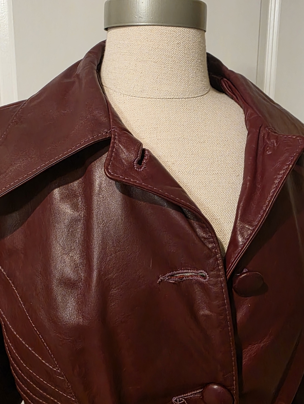 Stunning Leather Coat Trench Size Small - Picture 6 of 15